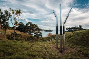 Aiko Groot, _Three_ (2022). Sculpture on the Gulf 2022\. Photo: Peter Rees.